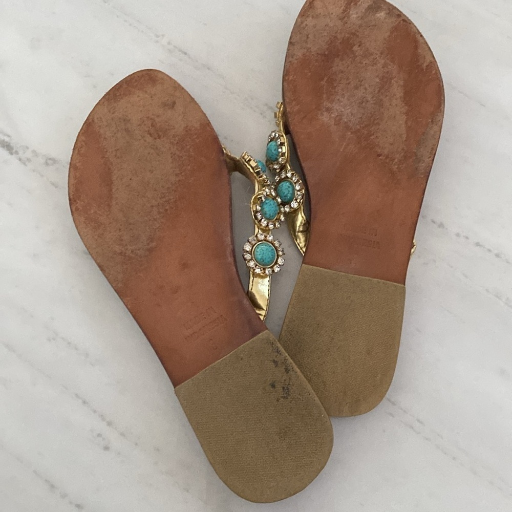 Mystique Boutique Gold and Turquoise Sandals - Picture 3 of 7